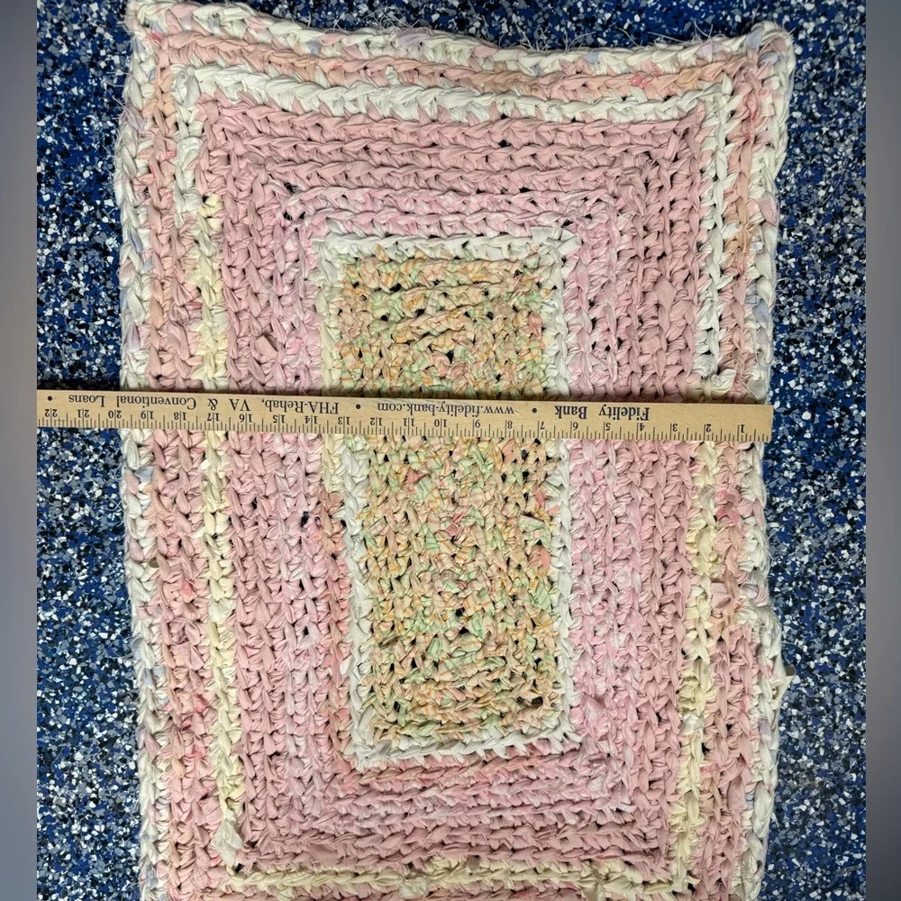 Handmade crocheted rag rug bathroom mat 29x20